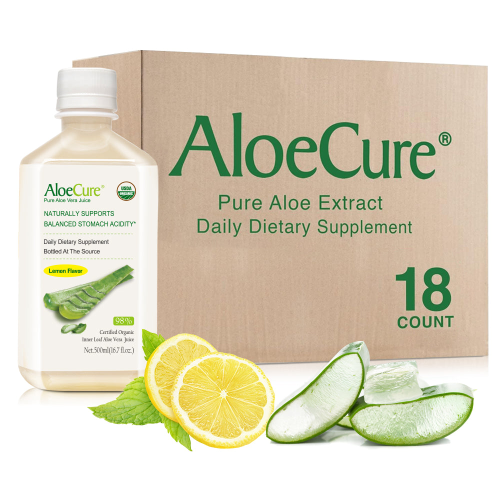Pure Aloe Vera Juice Lemon Flavor - USDA Certified Organic