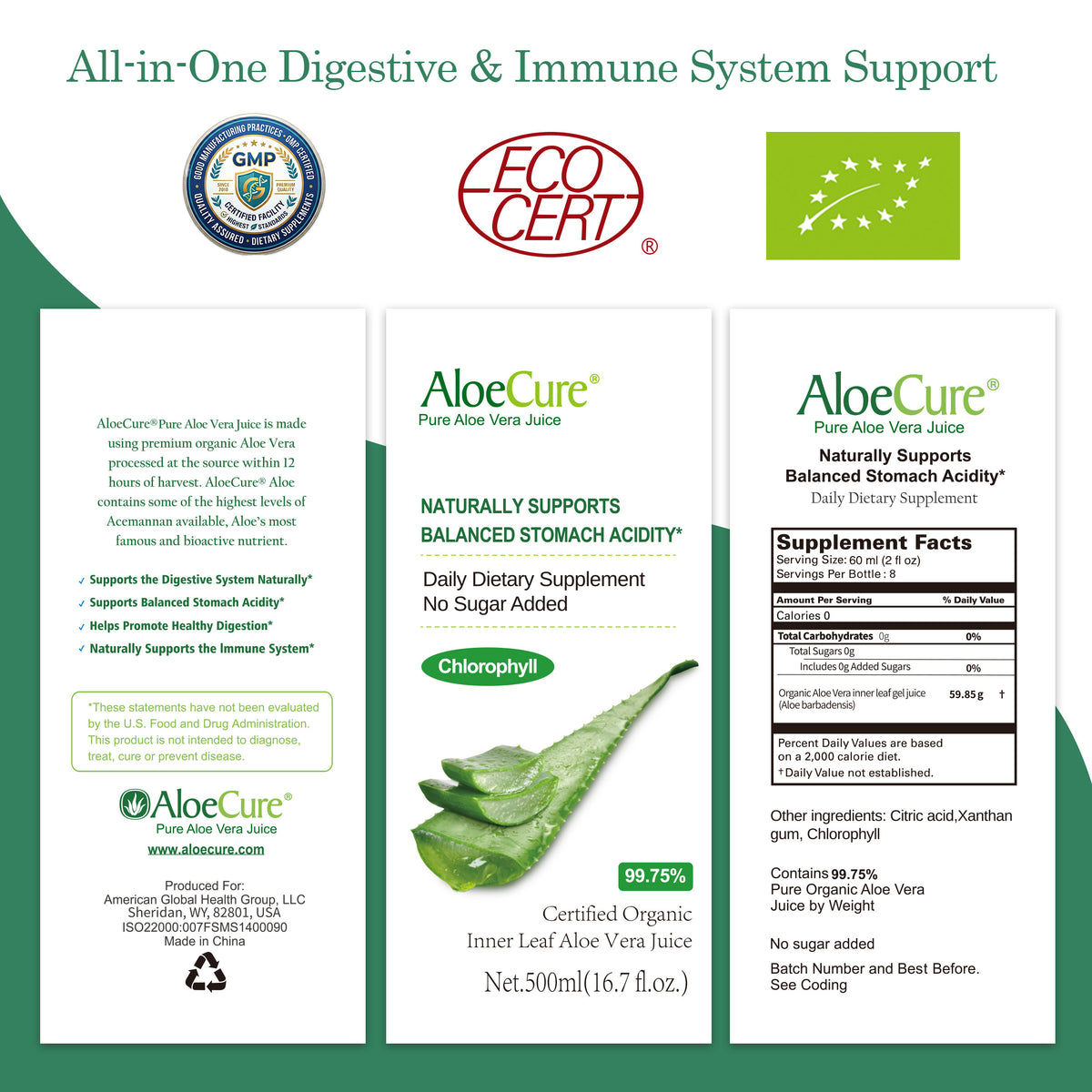 Pure Aloe Vera Juice with Chlorophyll ***NEW***