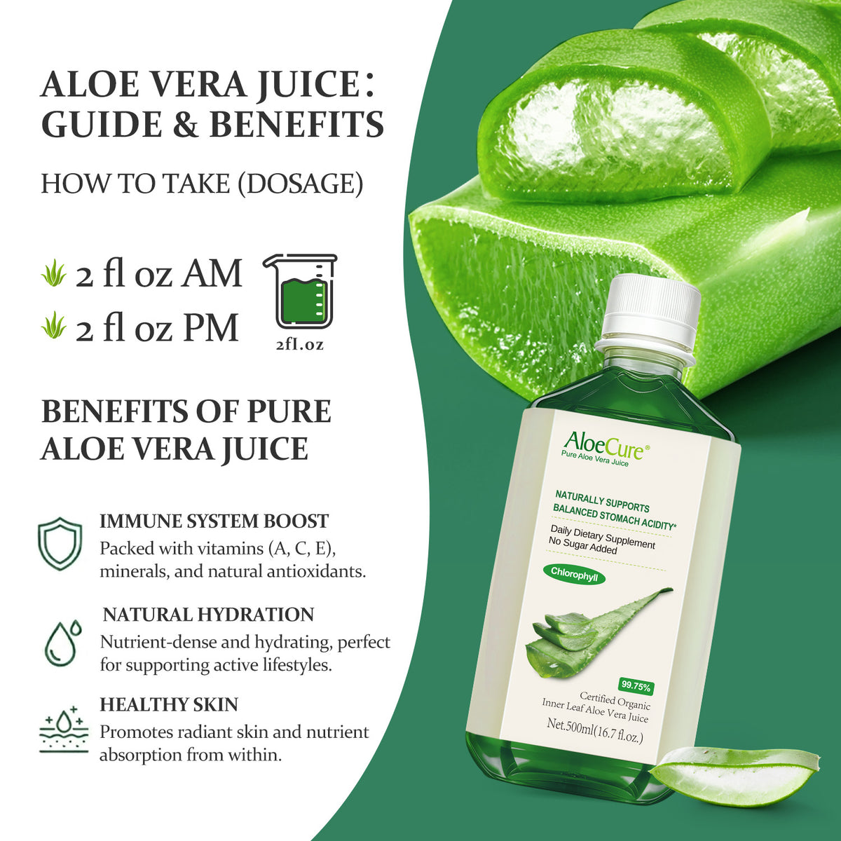 Pure Aloe Vera Juice with Chlorophyll ***NEW***