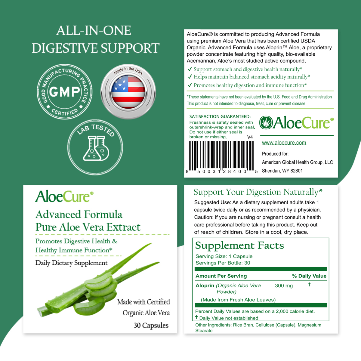 AloeCure Advanced Formula Capsules - 30ct Travel Size