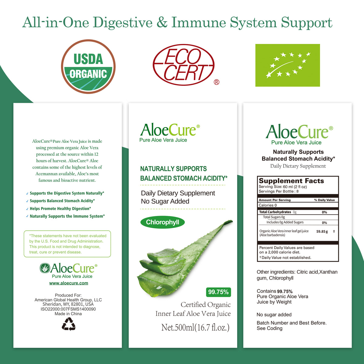 Pure Aloe Vera Juice with Chlorophyll ***NEW***
