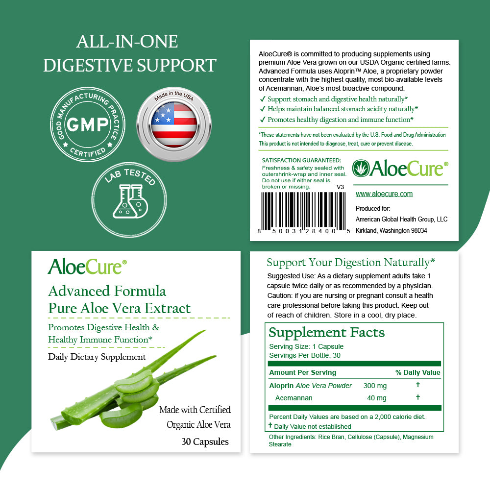 AloeCure Advanced Formula Capsules - 30ct Travel Size